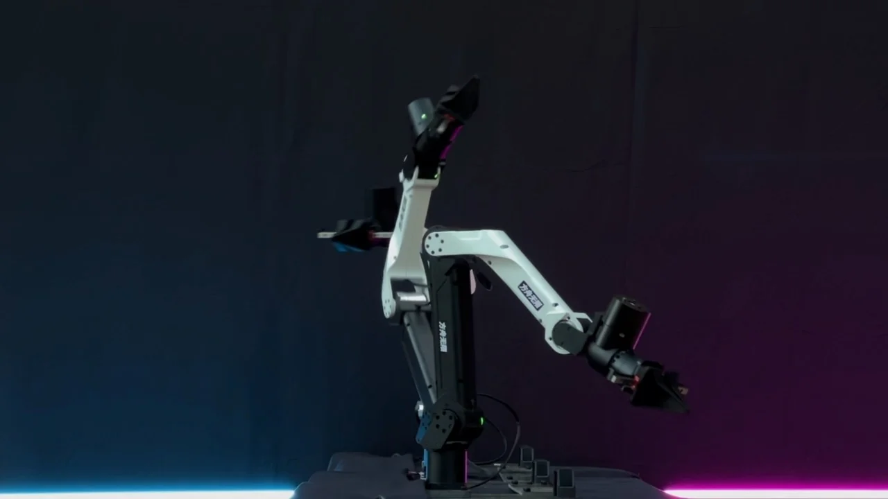 ARX X5 force-controlled robot arms on a stand